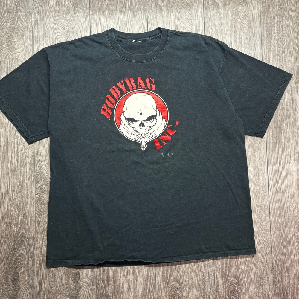 Bodybag Inc Skull Vintage Graphic T-Shirt Mens Black Short Sleeve Crewneck Tee